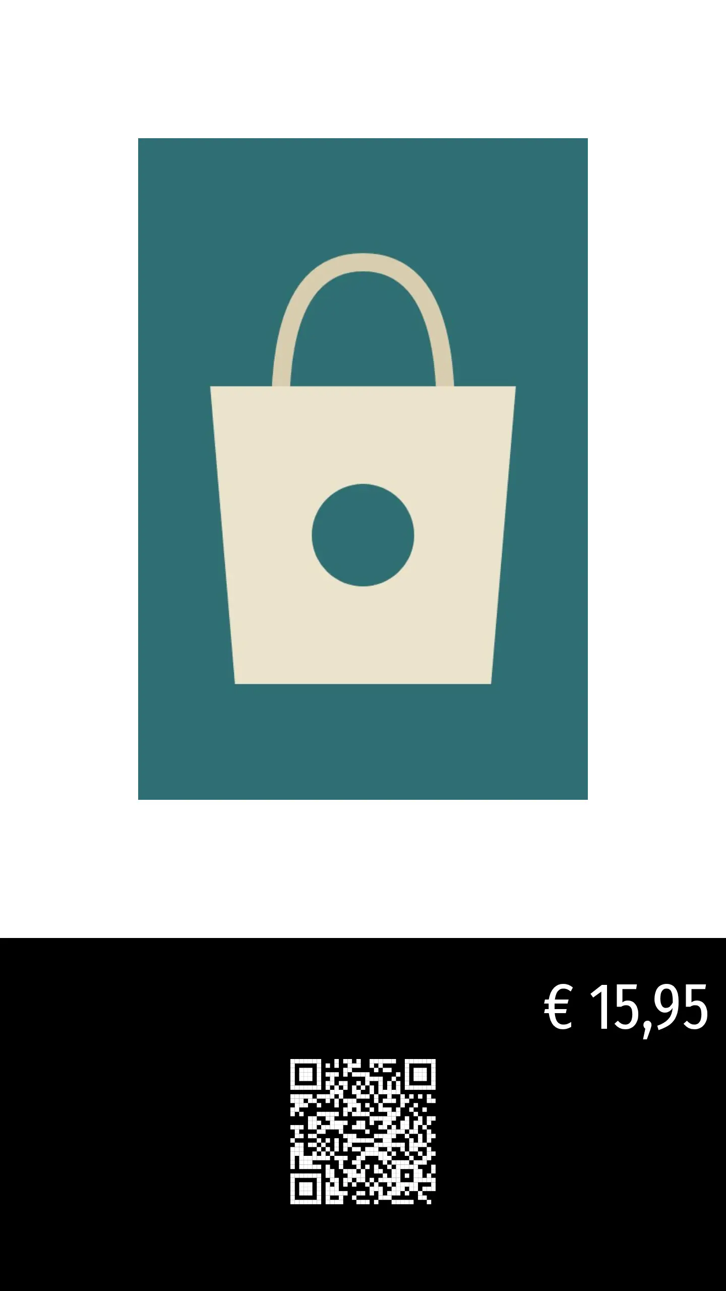 Staand winkelscherm met een product, de prijs en een QR-code
